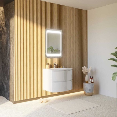 Kiamami Valentina - Specchio bagno semplice con telaio in abs grigio 70x60