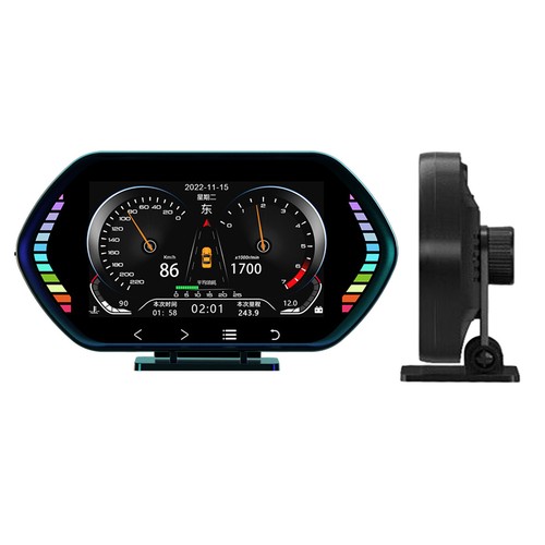 Car HUD Gauge Digital Head up Display Dual System OBD2 GPS Speedometer Alarm - Foto 7 di 17