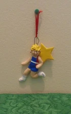 Sports-BlondeHair Boy Track and Field Runner Personalized ChristmasTree Ornament