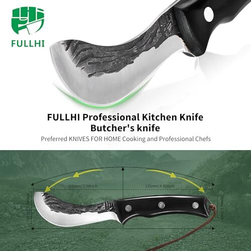 FULLHI 2pcs Manico in legno per disossare con fodero coltello da pesca in acc... - Foto 2 di 8