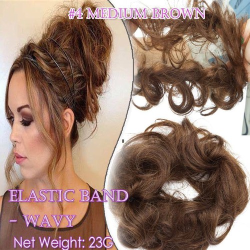 REAL Messy Bun Scrunchie Hair Extensions Ponytail Clip in 100 Human Hair Piece - Picture 35 of 38