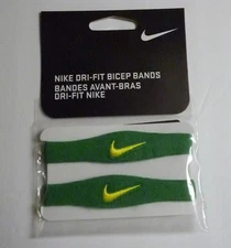 NWT NEW Nike Oregon Ducks Football PE Dri-Fit BICEP BANDS GREEN/Yellow swoosh