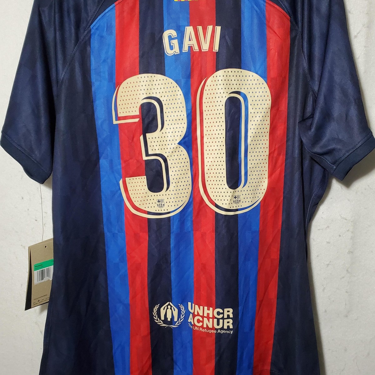 Barcelona Shirt Womens XL La Liga Soccer Gavi 30 Nike Dri Fit