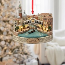 2D flat Personalized Venice City Ornament : Rialto Bridge Italy Travel