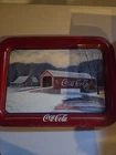 Vintage 1996 Coca-Cola Metal Display Tray Covered Winter Bridge by Jim Harrison