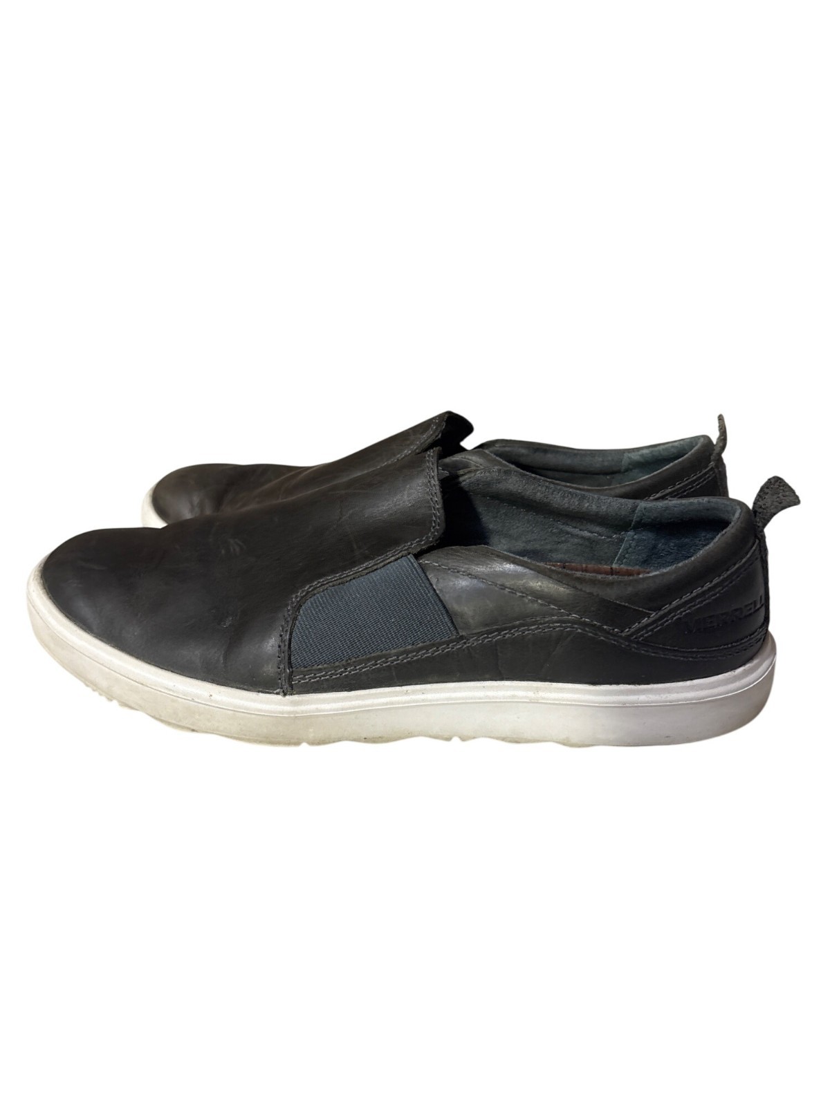 Merrell scarpe donna 8 slip on in pelle con suola in gomma bianca marrone e nero