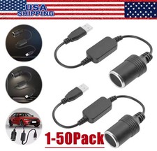 USB To 12V Car Cigarette Lighter Female Socket Converter Adapter Lot Connector