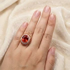 Glittering Sunset Orange Sapphire Oval 11Ct 925 Sterling Silver Rose Gold Rings
