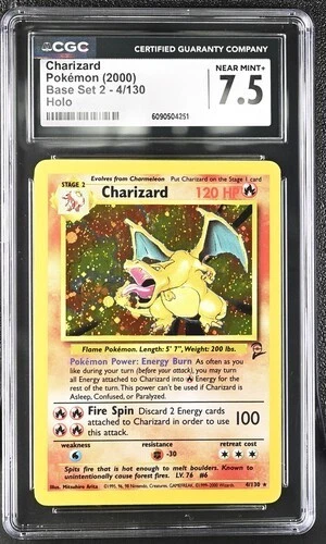 Charizard (CGC 7.5 Near Mint+) - Holo - Pokemon Base Set 2 (#4/130) - RareCo