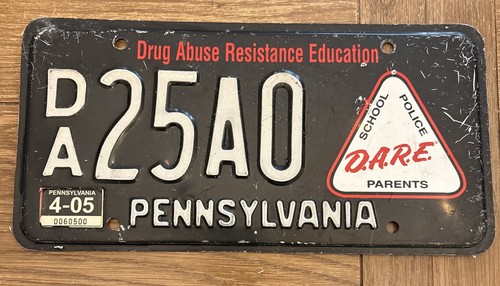 Pennsylvania Dare License Plate Specialty D.A.R.E. Plate