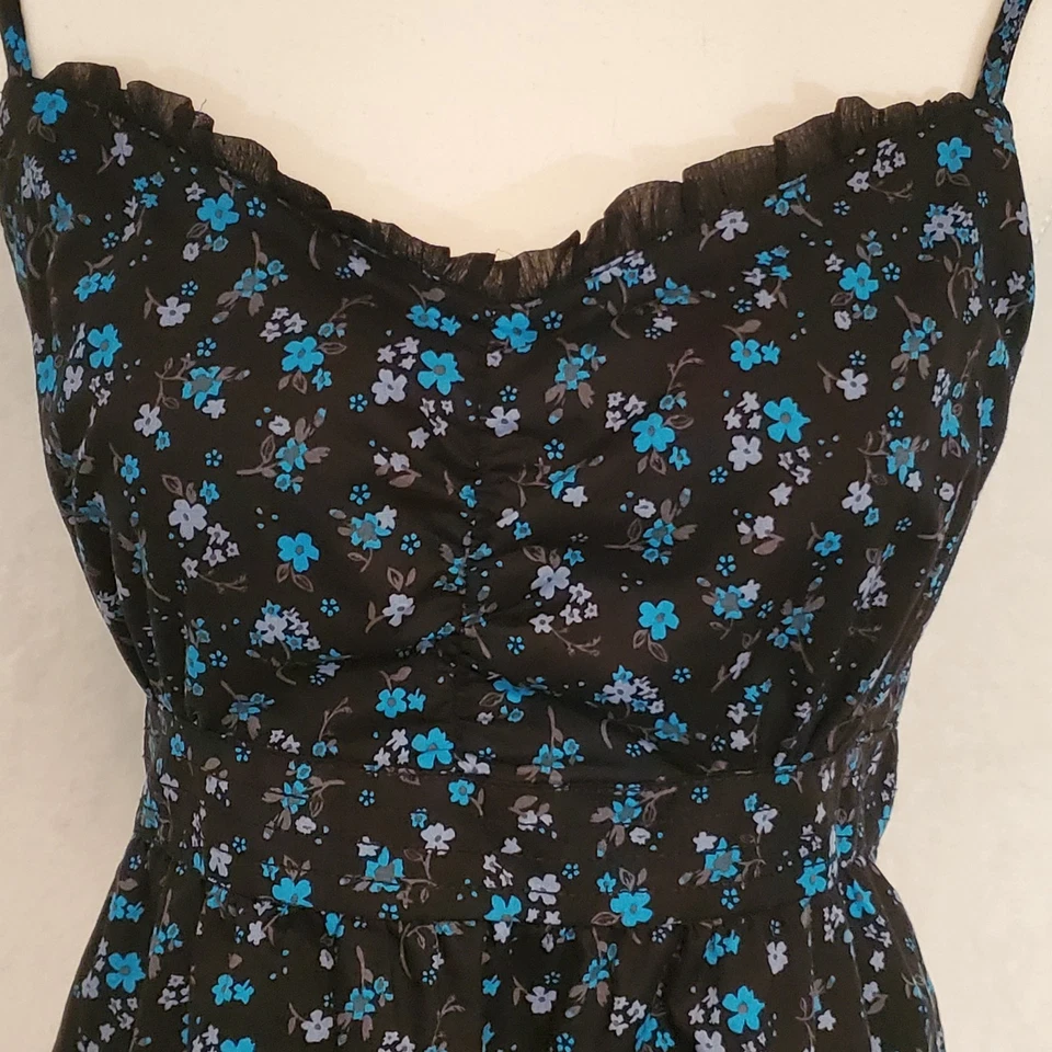 Top Camisola Decree Mujer Babydoll Coquette Hada XL Negro Azul Floral Encaje Foto 2 de 4