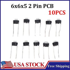 10pcs 6x6x5 2 Pin PCB Momentary Tactile Tact Push Button DIP Micro Switch White