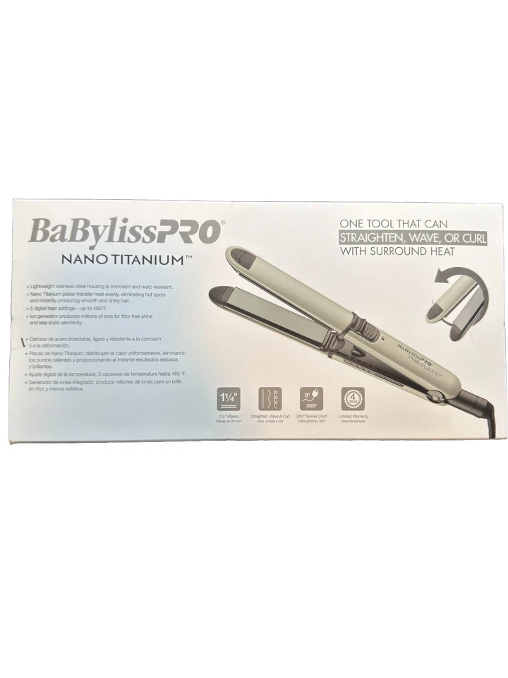 BaByliss Pro Nano Titanium Prima 3000 Acero Inoxidable Plancha de Peinado 1.25 Foto 4 de 4