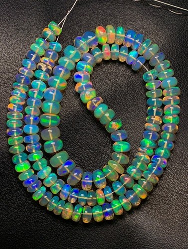 Top Grade!! Quality Natural Ethiopian Opal Gemstone,Smooth Roundel Beads 6-8 MM - Picture 14 of 18