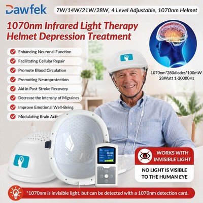 1070nm Migraine Relief Helmet NIR Light Therapy 280 Diodes for Depression Stroke
