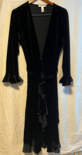Oscar de la Renta Pink Label Black Velvet Wrap V-Neck Ruffle Midi Dress 4