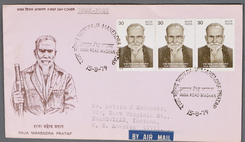 MayfairStamps India FDC 1979 Strip Raja Mahendra Pratap Statesman First Day Cove