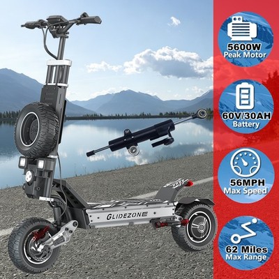 Dual Motor 5600W Single Swing Arm Electric Scooter 60V/30AH NFC+ Steering Damper