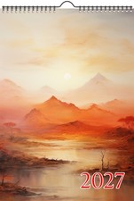 2027 Wall Calendar Serene Sunsets: Tranquil Landscapes with Vibrant Reds
