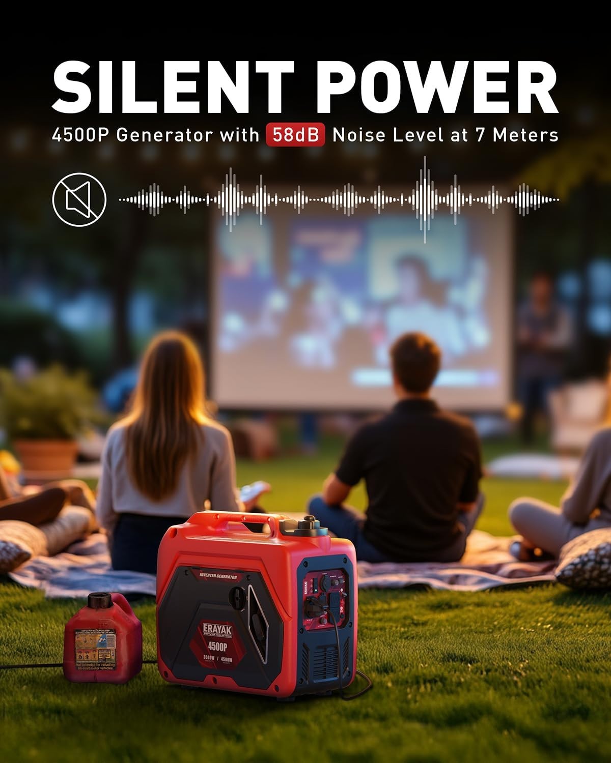 ERAYAK 4500W Portable Inverter Generator Super Quiet Gas Powered EPA ECO Mode