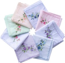 La closure Vintage Floral Cotton Embroidered Ladies Handkerchiefs 6 PCS, Mix