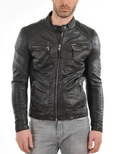 New Mens Leather Jacket real lambskin coat biker motorcycle racer cafe Slim M796