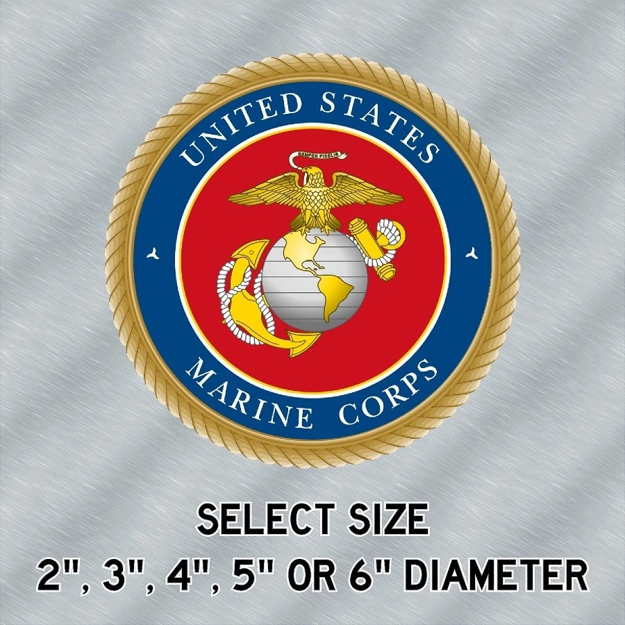 Pegatina laminada azul rojo y dorado sello del Cuerpo de Marines de los Estados Unidos elige el tamaño Foto 3 de 4