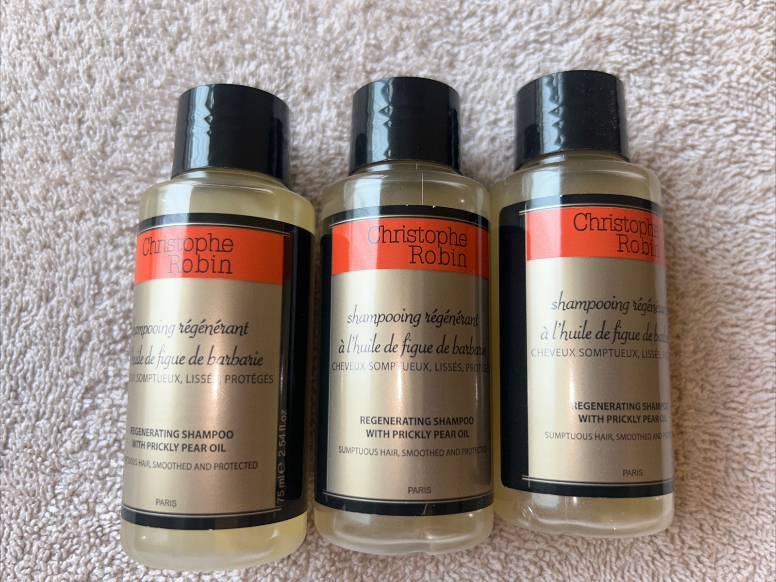 3 X Christophe Robin Regenerating Shampoo with Prickly Pear Oil 75ml