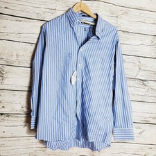 Chaps Blue Striped Long-SleeveDress Shirt Size Large NWT