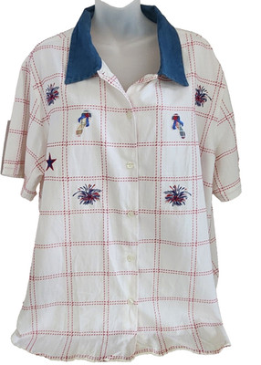 NWT Plus Size LEMON GRASS STUDIO Button Down Embellished Top 122713590 Size 2X