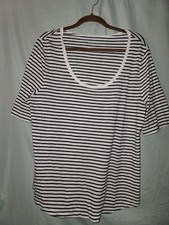 Old Navy Top Womens White Black Striped Short...