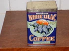 Vintage White Lilac Empty One Pound Coffee Tin