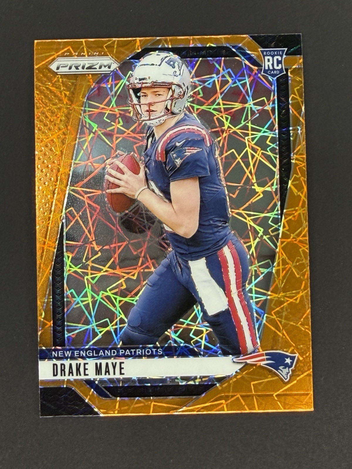 Drake Maye 2024 Prizm #329 Orange Lazer Prizm Rookie RC Patriots