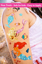 Glitter Tattoo Stickers Kids Mermaid Temporary Tattoos 100 PCS 5 Sheets
