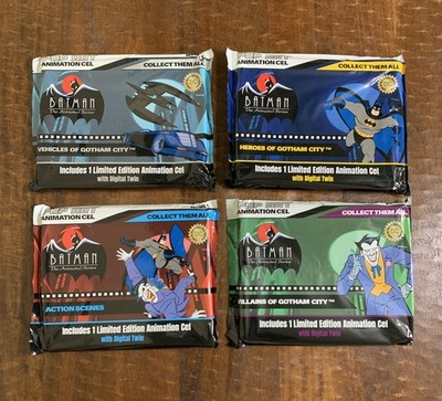 New Sealed Batman The Animated Series  Series 1 Pop Art Animation Cel 4pc Lot