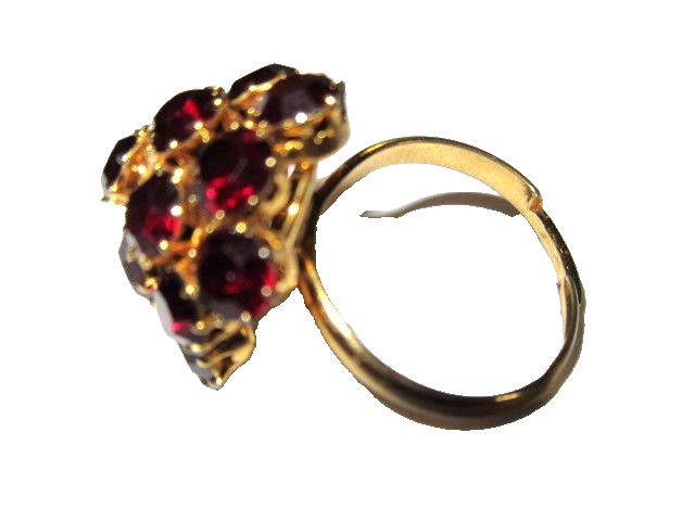 Dark Red Rhinestone Vintage Adjustable Ring Clust… - image 4