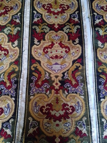 Antique French /English Wool Needlepoint Matching Panels x 3. 116 x 30 cm Each. - Picture 2 of 7