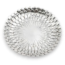 DESIGNER TIFFANY & CO ROUND FLORAL FEATHER TRAY STERLING SILVER PAT #25208