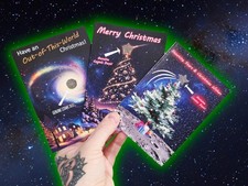 3 x Christmas Cards With GENUINE COSMIC DUST on! From Real Meteorites!