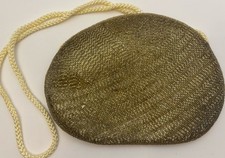 Genie Gold Beaded Evening Bag Braided Strap 6  Deep Magnetic Clasp Satin Lined