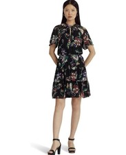 Lauren Ralph Lauren Womens 10 Black Floral Knee Length Fit And Flare Dress