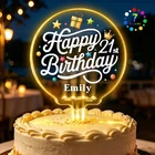 Personalised Acrylic LED Cake Topper 7 Colors Light Up Birthday Party Cake Decor