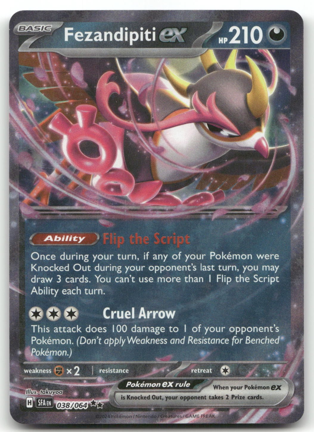 Fezandipiti ex - 038/064 #38/64 (Holo) (NM) SV: Shrouded Fable SFA Pokemon