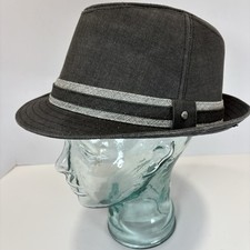 Stetson Panama Fedora Retro Hat Size L/XL Black Gray Preppy Hippie EUC