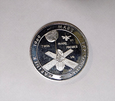 Vintage NASA JPL Silver 1969 Mariner 1st Mercery Fly-By Photo 1oz Medallion