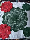 VTG Lot of 5 Doilies Red and Green Circles For Christmas Holidays 13”, 7”, 5” — photo 1