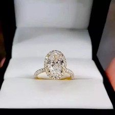 2.00 Ct Oval Cut Lab Created Diamond Engagement Ring 14K Yellow Gold Plated