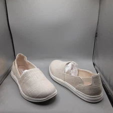 Clarks Breeze Step Slip-on Women's 8.5W Natural Canvas Flat Shimmer A67
