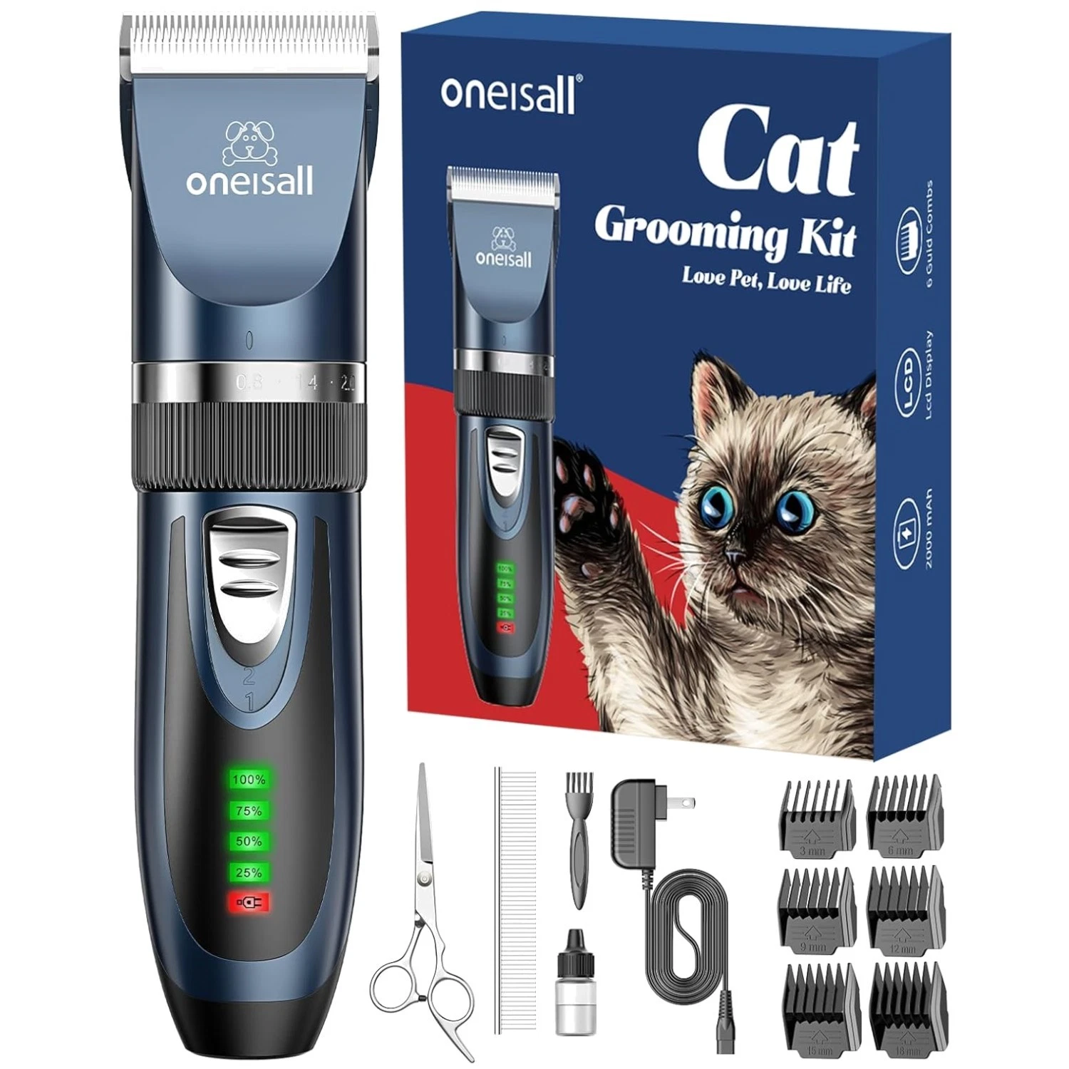 Quiet Cordless Cat Clippers with LCD Display