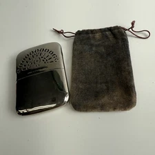 Vintage Peacock Chrome Plated Pocket Hand Warmer and Bag 